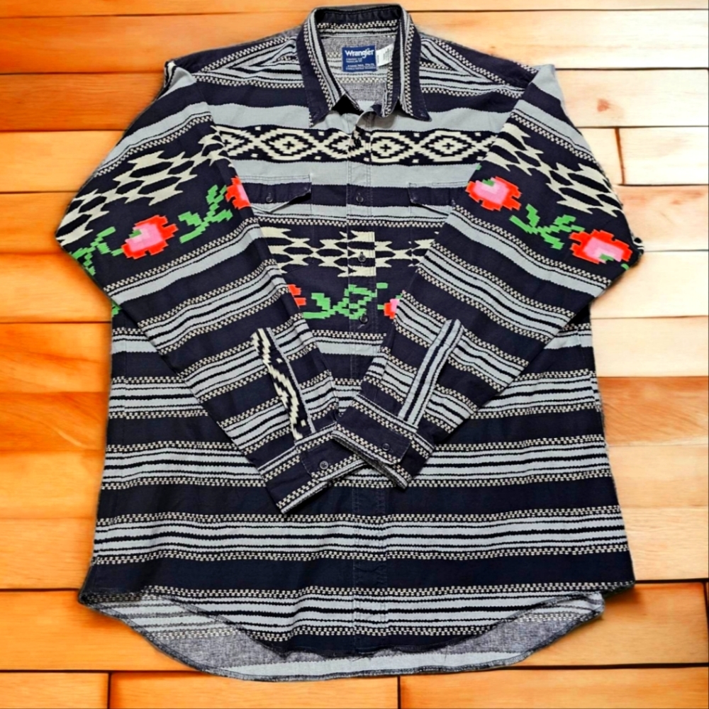 Digital Roses Pixelated Wrangler Western Cowboy Shirt